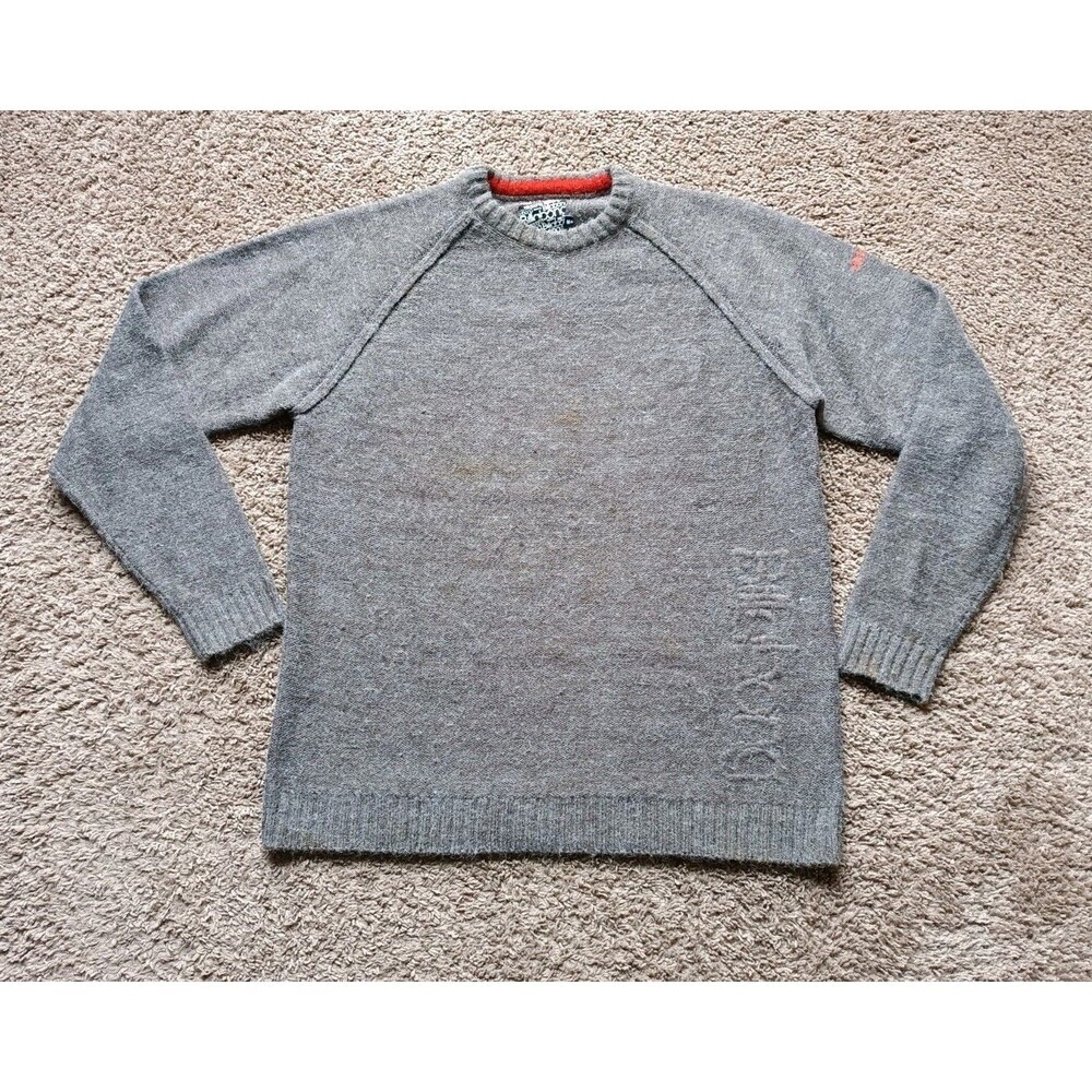 Billabong Sweater Mens Medium Embroidered Wool Brown Long Sleeve Vintage